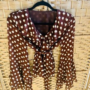 Brown Polka Dot Women's Top by Commense